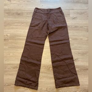 NAF NAF Vintage Chocolate Brown Wide-Leg Linen Trousers